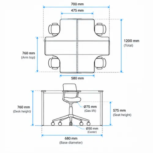 Technical drawing — Modular Workstation