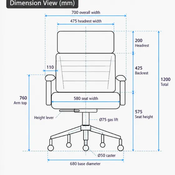 Technical drawing — Sleek Executive Chair