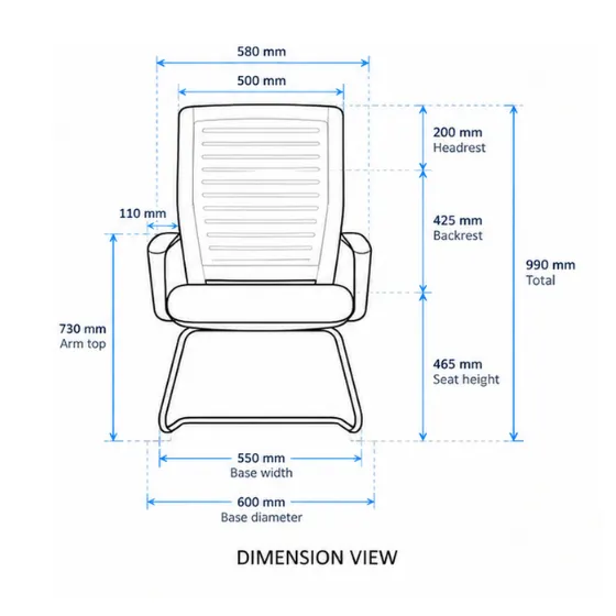 Technical drawing — Mesh Visitor Chair